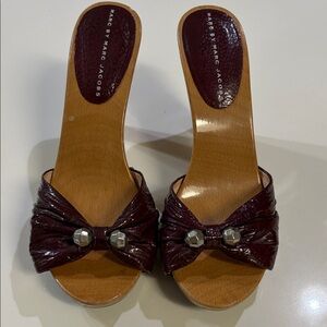 Marc Jacobs Burgundy Mules with Bow Accent